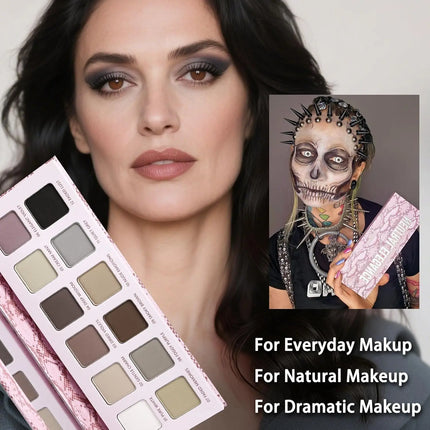 Afflano 12 Colors Eyeshadow Palette Powder Matte Shimmer Nude Beige Brown Natural Colors Highly Pigmented Blendable Eye Makeup