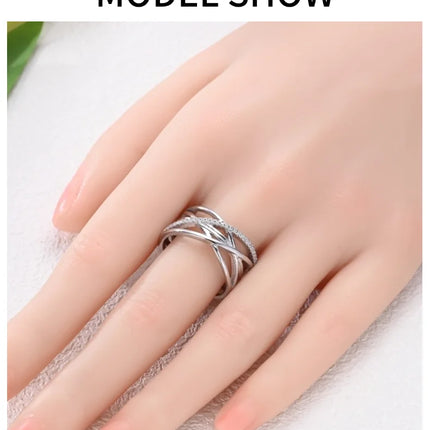 Shine Zircon Ring 925 Silver Original Stone Multi Layer Simple Infinitely Wide Rings For Women FineJewelry Wedding Party Gift