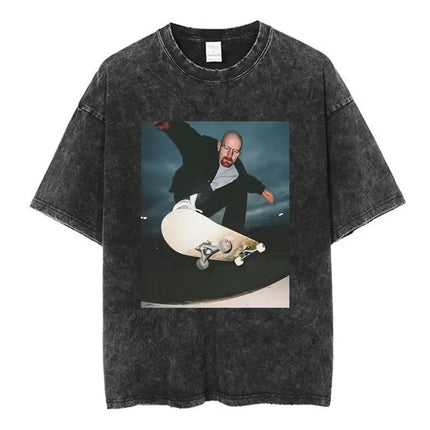 Heisenberg Breaking Bad Vintage Washed T Shirt Better Call Saul Graphic Print T-shirts Men's Pure Cotton Short Sleeves Tee Shirt