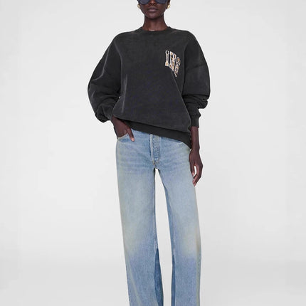 2025 Winter New North American Niche Classic Letter BING Printed Inner Fleece High Neck Loose Women's Sweatshirt