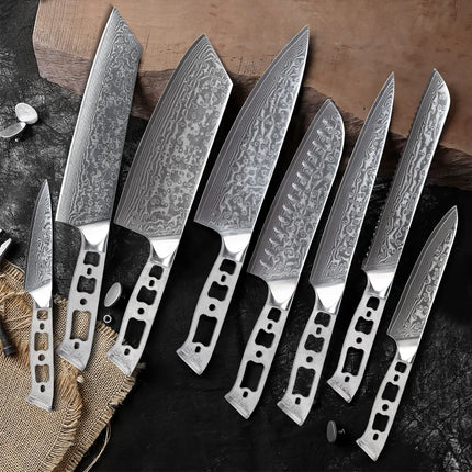TURWHO DIY Kitchen Knives Blank Blade 67 Layer Damascus Steel VG10 Japanese Chef Santoku Kiritsuke Slicing Utility Knife Parts