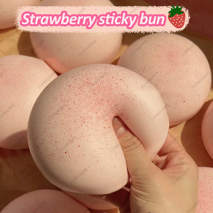 Strawberry Moist Slow Rising Bread Bun Squishy Toys Soft Sensory Fidget Toy for Stress Anxiety Relief ADHD Gift for Kids Adults