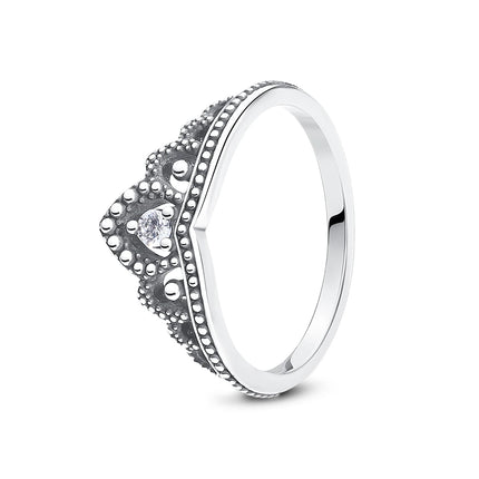 Original 925 Sterling Silver Ring Love Heart Pave CZ Crystal Stackable Rings For Women Wedding Engagement Birthday Gift Jewelry