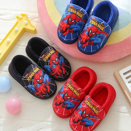 Cartoon Printed Spider-man Cotton Slippers For Children's Shoes Fashion New Style Warmth Autumn Winter Indoor Kids Boys Slippe