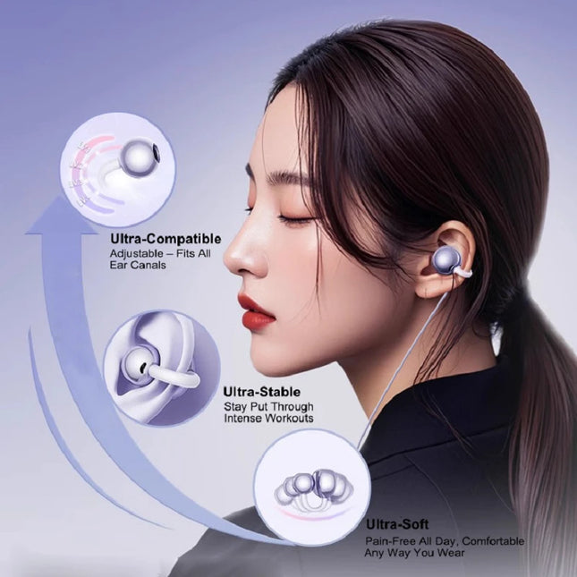 Lenovo 3.5mm/Type-C Clip-On Wired Earphones Bone Conduction HiFi Sound Ultra Light Noise Cancelling Mic For Gaming Work Travel