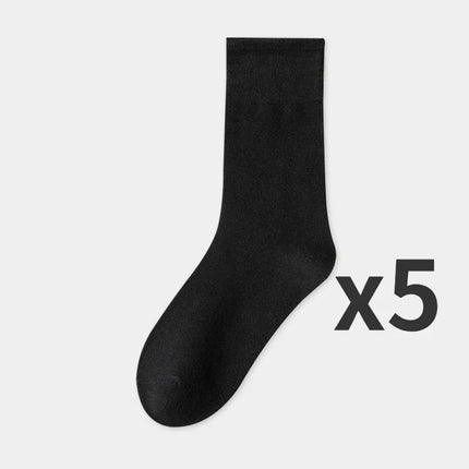 5 Pairs Set Cotton Socks Medium Tube Knitted Loose Long Soft Solid Color Crew Casual Sock Black White Breathable Spring Autumn