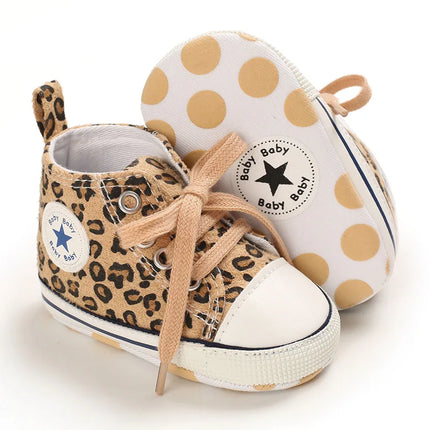 Baby Canvas Classic Sports Shoes Newborn Boys and Girls Printed Star First Walkers Shoes Infant Anti Slip Baby Shoes