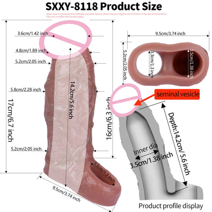 SXXY Ultra Realistic Penis Sleeve Lifelike Hollow Dildo For Men Delay Ejaculation Male Penis Enlargement Sex Toys With Cock Ring