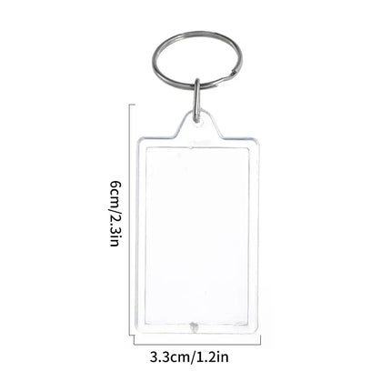 1/100pcs Blank Acrylic Picture Keychain DIY Clear Insert Photo Split Key Ring Frame Key Chains Anniversary Graduation Gift