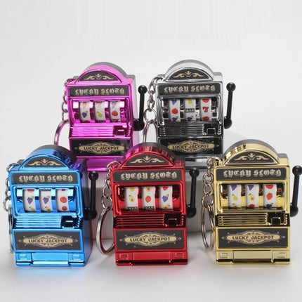 Mini Fruit Slot Machine Keychain Lucky Charm Jackpot Keychains Mini Casino Pendant Bag Charm Novelty Gifts for Kids Adults
