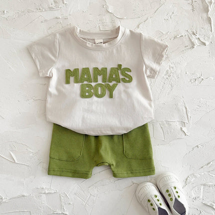 2Pcs/set Summer New Baby Boys Clothing Casual Newborn Set Cute letter patch Short sleeved Shirt+Shorts Fashionable Baby Set