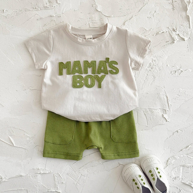 2Pcs/set Summer New Baby Boys Clothing Casual Newborn Set Cute letter patch Short sleeved Shirt+Shorts Fashionable Baby Set