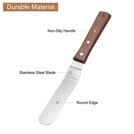 1PC Cake Icing Spatula, 4” 6” 8” 10” Professional Stainless Steel Cake Decorating Frosting Spatulas with Wooden Handle