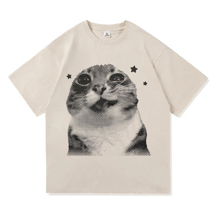 Camiseta Y2K con un divertido patrón de gato no creo que sea una camiseta de khmer para mujeres