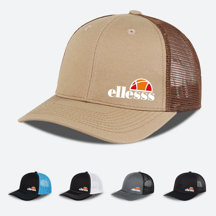 Breathable Mesh Trucker Hat with Ellessss Print, Adjustable Snapback Baseball Cap, Sun Protection for Hiking & Outdoor Sports