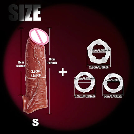 Reusable Penis Sleeve with Cock Ring Sex Toy Penis Extender Penis Enlarger Penis Pump Enlargement Adult Sex Toys for Men Couples