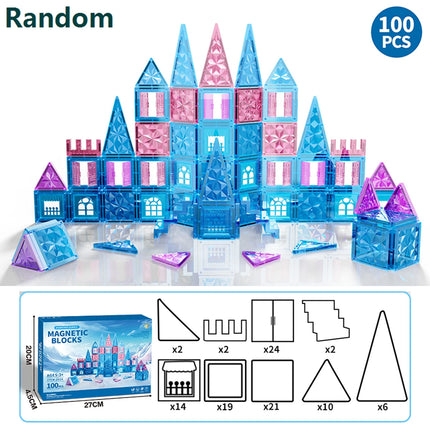 Magnetic Tiles Ice Castle DIY Magnetic Building Blocks for Kids Boys Girls Montessori STEM Educational Sensory Toys Gifts
