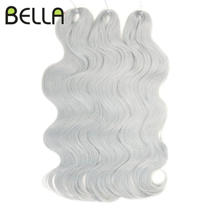 BELLA 24 inch Body Wave Crochet Hair 3PCS Synthetic Hair Braids Fake Hair Ombre Blonde Brown Natural Braiding Hair Extensions