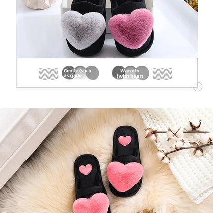 Autumn/winter Warm Cotton Slippers Women's Cartoon Peach Heart Design Floor Anti-slip Home Slippers For New Mothers