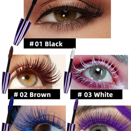 Colorful 5D Purple Blue Mascara Lasting Styling Waterproof Quick Dry Curling Lengthen Large Head Brush Eyelash Extension Cream