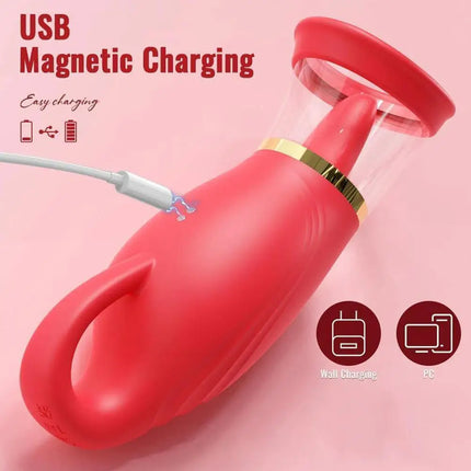 Red Vacuum Suction Tongue Licking Vibrating Egg Female Suction Device Suction And Vibration Device Female Massage Vibrating