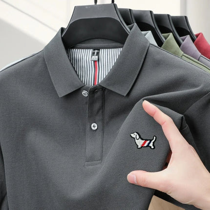 100% pure cotton summer 2025 men's new Polo T-shirt classic version comfortable breathable short sleeve premium embroidered top