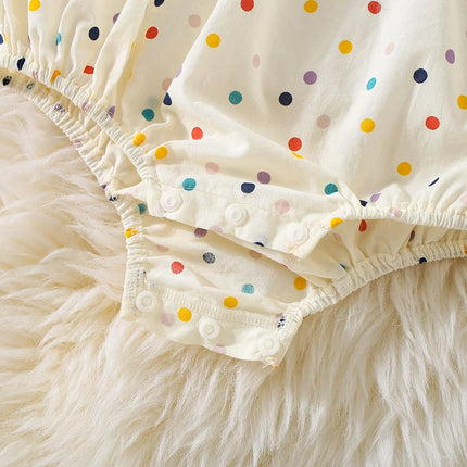 Baby Jumpsuit For 3 To 18 Months Flower Embroidered Colorful Polka Dots Printed Bodysuit