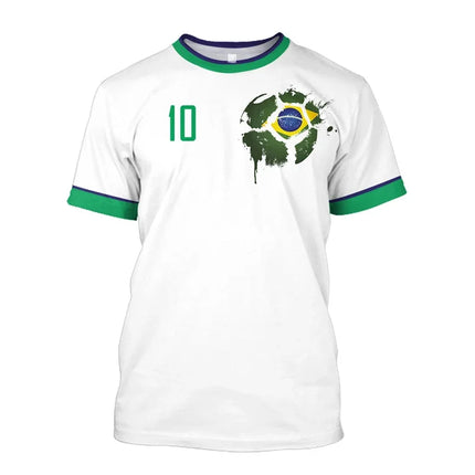 Simple Brazil Football T-shirts Summer Fashion Short Sleeve 3D Brazilian Flag Printed T Shirts Casual Sports Tops Men's Clothes