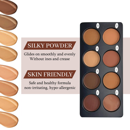 8 Color Cream Contour Palette Makeup, Long Lasting Full Coverage Concealer for Black Women, Contouring Foundation