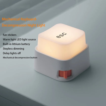 Mini Keyboard Lamp Creative Decompression Artifact Night Light Desktop Atmosphere Lamp Bedroom Bedside Lamp Rechargeable