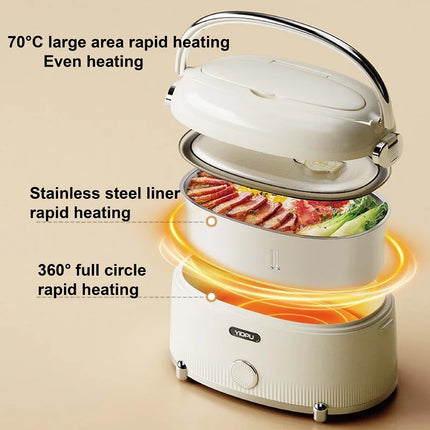 1.2L Electric Lunch Box Portable Water-free Thermal Insulation Lunch Box Office 304 Stainless Steel Rapid Food Heater 220V