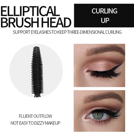 YANQINA Mascara with Eyeliner Combo Black Slim Drawing Line Smooth Definition Long Lasting Waterproof Eye Makeup 2 Pcs Set