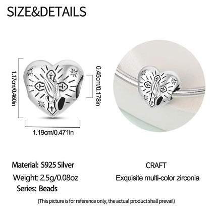 Original New 925 Sterling Silver Prayer Virgin Mary Charms Beads Fit Necklace Bracelet Accessory DIY Jewelry For Women Gift