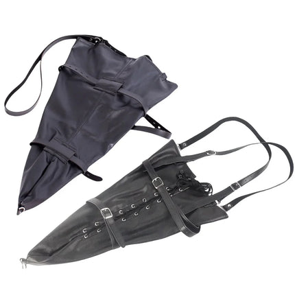 BDSM Leather Long Arm Restraint Gloves with Adjustable Straps Zipper Closure Handcuffs for Couple Hand Bondage Adult Sex Toys