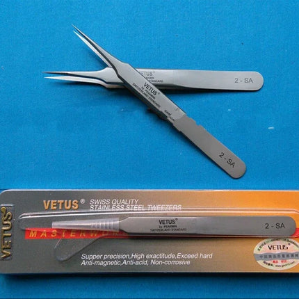 100% VETUS Original Stainless Steel Anti-static Eyelash Tweezers Super Fine Tip High Precision Tweezers Makeup Tool