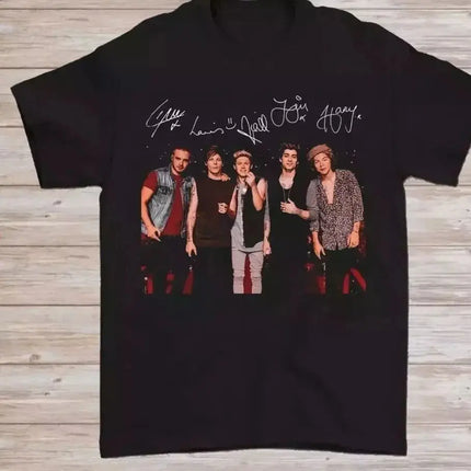 Hip Pop Y2K Tops New Vintage One Direction Band Signature T-shirt Print Cotton Short Sleeve Casual Loose Sports Streetwear Unisex