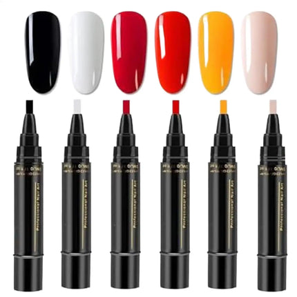 Summer Neon Gel Nail Polishs Pen Long Lasting Pure Color Nail Gel Nail Arts Marker Manicure Pen Nail Polishs Base Top Coat Gel