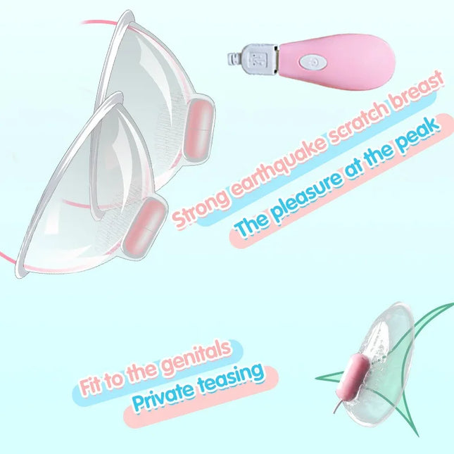 Nipple Stimulator with 2/3 Optional Heads, Suction & Vibration Breast Pump, Licking Tongue Massager for Women Adult Toy