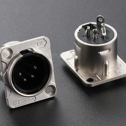 HF XLR Gold plated 4 Pin Male Female Panel  Audio Microphone Jack  Socket Connector D-type Mount Amplifier Receptacle YS1464BG