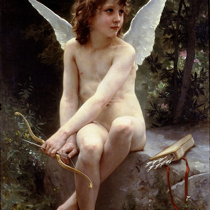 Arthyx,Print Love On The Look Out Of William Adolphe Bouguereau Oil Paintings On Canvas,Classical Wall Picture Living Room Decor