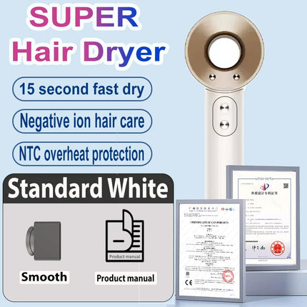6 IN 1 Super Hair Dryer Negative Ion Hair Care Blow dryer Salon Barber Leafless Tourist Hairdryer with Diffuser & curler