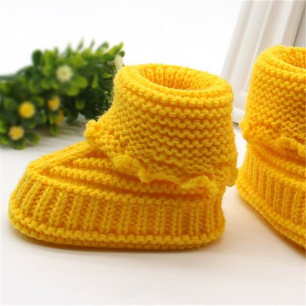 Handmade Newborn Baby Boys Girls Crib Shoes Infant Boys Girls First Walkers Crochet Knit Winter Warm Booties Toddler Warm Shoes