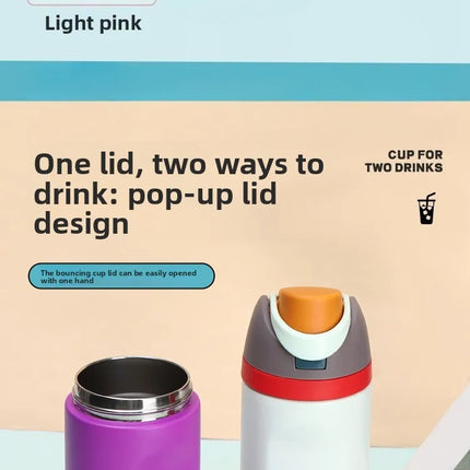16/19/24/32oz Thermos Cup Fruit Mug Kids Straw Cup Vacuum Flasks Stainless Steel Travel Thermal Water Bottles