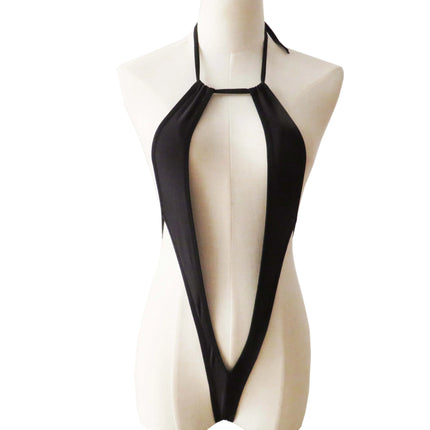 Women One-piece Lingerie Sexy Perspective Small Swimsuit Halter Neck High Cut Thong Mini Micro Bikini Jumpsuit