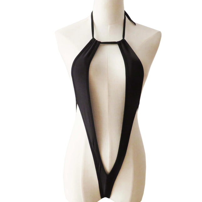 Women's One-Piece Lingerie, Sexy Perspective Small Swimsuit, Halter Neck, High Cut Thong, Mini Micro Bikini Jumpsuit