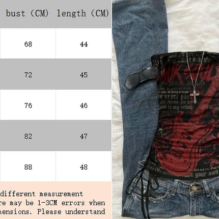 Women's Casual Retro Drawstring Front Cut Vest, suitable for Y2K and Guitar Prints in Spring and Summer