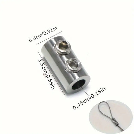 10pcs Adjustable Stainless Steel Wire Rope Lock Clamps - Self-Locking Fasteners for Home Renovation - Double Hole Telescopic