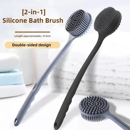 Silicone Long Handle Shower Brush Soft Haired Lazy Bath Tools Back Scrubber Sponge Exfoliating Skin Massager