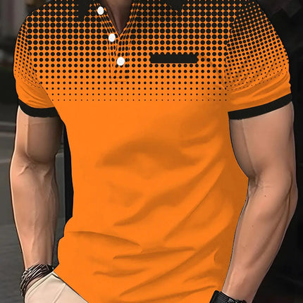 Summer men's Lapel short-sleeved T-shirt, Contrasting Polka Dot Shirt Polo Sport Golf Business Thin Polo