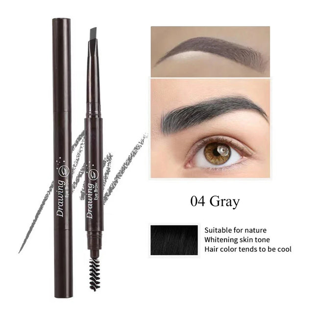 Double Ended Eyebrow Pencil Rotatable Triangle Eye Brow Pen Sweatproof Waterproof Smooth Lasting Beauty With Brush Makeup Tool